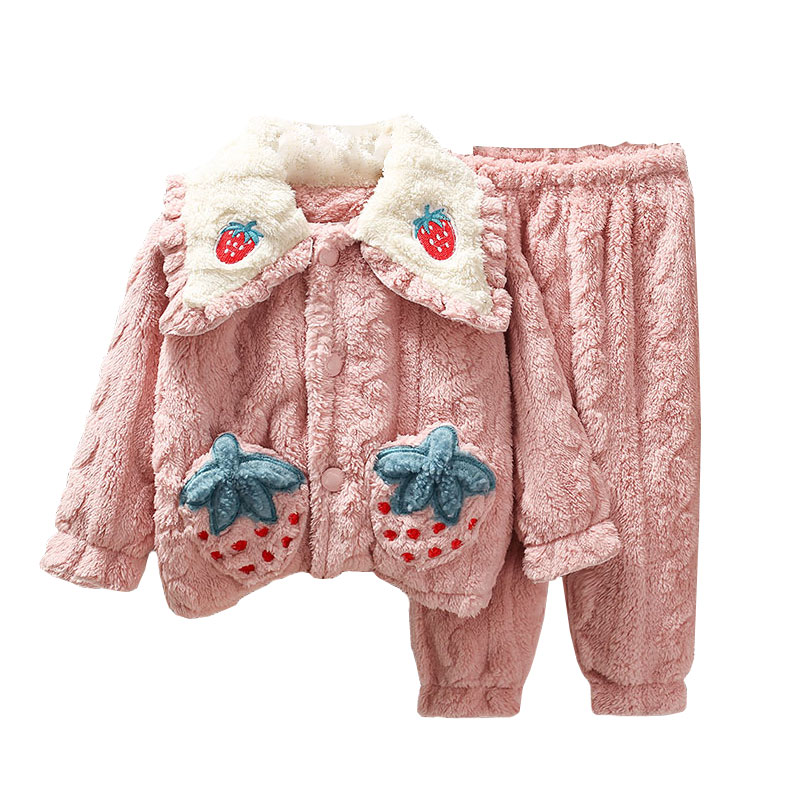 珊瑚绒睡衣套装新品女童家居服