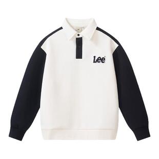 lee kids商场同款童装经典翻领加绒保暖卫衣秋冬男童女童长袖上衣