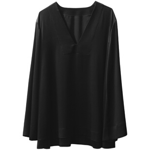 JUZININE原创设计重磅真丝衬衫桑蚕丝A字型宽松垮套头上衣