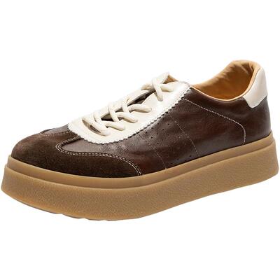 Bata羊皮书德训鞋2026春商场新款百搭休闲鞋运动厚底板鞋UZL01AM6