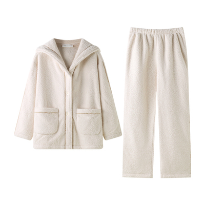 曼系淡颜白水暖呼呼睡衣