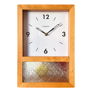 将造实木日式客厅挂墙时钟卧室复古静音桌面摆钟木质摆钟座钟表