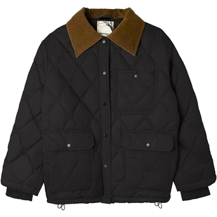 布景羽绒服女2025冬季新品巴恩风多口袋可收下摆翻领宽松外套0157