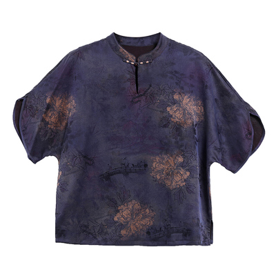 2025新款高端大牌花罗香云纱上衣女新中式复古桑蚕丝真丝气质小衫