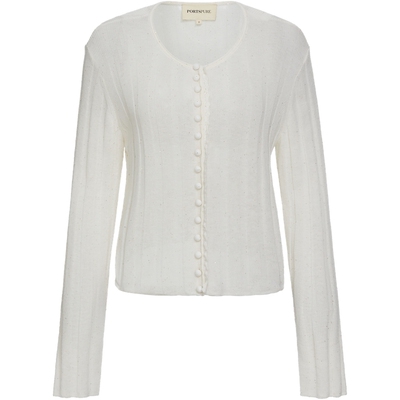 商场同款 宝姿PORTSPURE女装2025秋冬新品优雅蕾丝亮片针织开衫