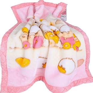 精品礼袋秋冬新生婴儿宝宝儿童双层双面加厚拉舍尔绒毛毯盖毯睡毯