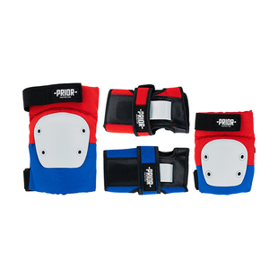 PRIOR成人青少年儿童专业陆冲滑板轮滑护具6件套装护手护肘膝头盔
