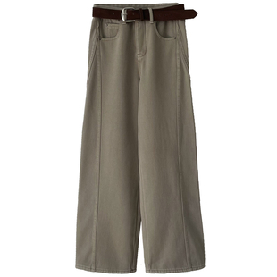 高腰显瘦加厚加绒弯刀牛仔裤女冬季宽松直筒阔腿拖地裤加长裤子冬