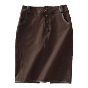 SINGLE MOMENT 25SS复古撞色皮条拼接工装裙铅笔裙半身裙包臀裙女