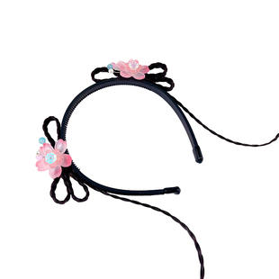 儿童汉服头饰品小辫子假发中国风宝宝花朵蝴蝶女童飘带发箍发夹子