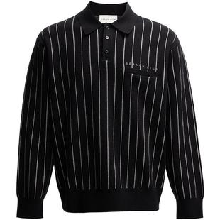 SEASONHIGH秋冬新款衣身条纹设计休闲舒适尖领针织衫男款毛衣男装