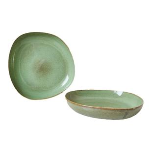绿宝石餐具套装~日式创意陶瓷异型碗窑变饭碗面碗家用汤碗微瑕