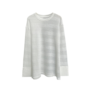 镂空针织衫女2025新款中长款上衣女遮屁股宽松慵懒风薄款微透毛衣