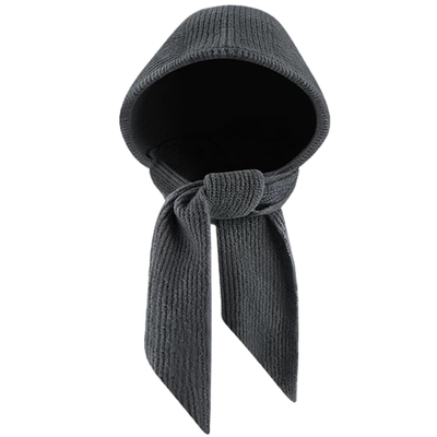 连帽围脖一体针织帽子女冬大头围