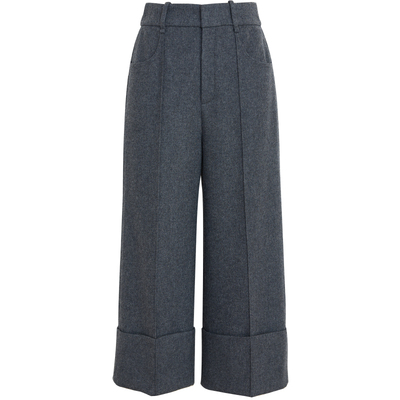 简约灰色显瘦阔腿裤八分西裤