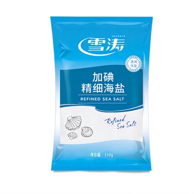 浙盐雪涛加碘食盐食用盐加碘家用无抗结剂调料精细海盐350g*6袋