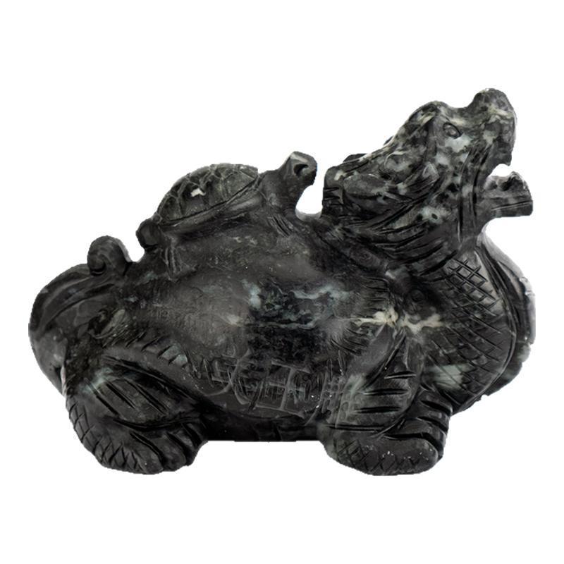 玉石独山玉龙龟摆件身上背小龟母子龙头龟家居办公室玄关装饰摆设