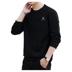 特步卫衣男2026新款冬季宽松长袖圆领上衣运动休闲黑色男士套头衫
