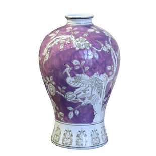 芙菡 独家【凤凰涅槃】青花瓷梅瓶紫气东来新中式陶瓷经典摆件