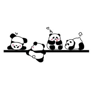 2025电视机背景墙面装饰挂件客厅大白熊猫亚克力3d贴壁画点缀立体