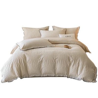 思百舍60支棉麻磨毛提花四件套