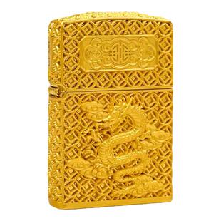 ZIPPO官方正品打火机镀金花丝龙送男士礼物限量礼盒防风煤油之宝