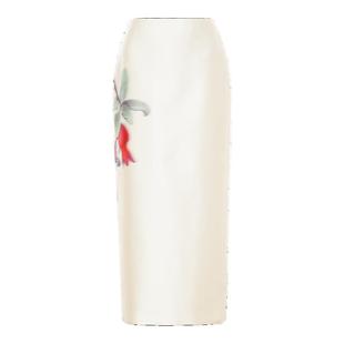 LYNEE 晕染石榴花直筒半身裙女秋2025新款中式优雅高级感气质半裙