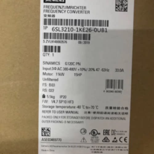 议价6SL3210-1KE26-0UB1西门子1G120C一体变频器 FST/6SL32101KE2