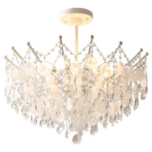 法式中古风客厅吊灯复古高级感餐厅灯vintag奶油风贝壳水晶卧室灯