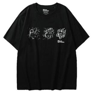 JackWolfskin狼爪新款PAW男女户外徒步速干自然印花短袖T恤A66104