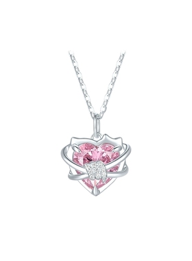 周六福S925银爱心项链女