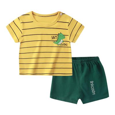 韩版棉夏季儿童套装男童宝宝短袖