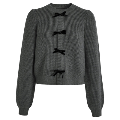 短款小香风蝴蝶结针织衫