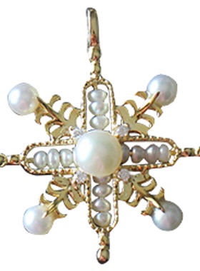 喜金水能量淡水珍珠雪花银项链