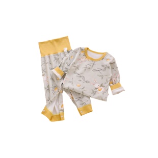 婴儿分体套装高腰护肚小月龄宝宝大屁屁裤幼儿秋衣秋裤新生衣服