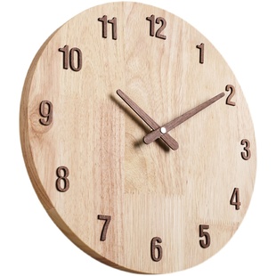 实木钟表北欧挂钟客厅挂墙家用现代简约个性创意圆时钟wall clock