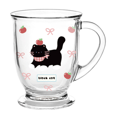 川岛屋原创高脚玻璃杯带把手水杯