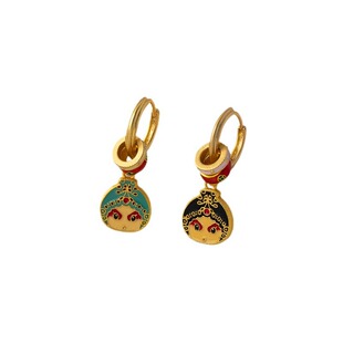 2024原创新款新中式可爱娃娃兔儿爷珐琅脸谱耳环清心铃铛耳饰