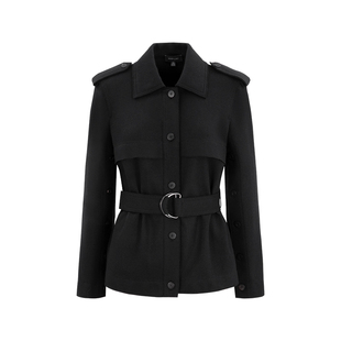 MARYLING玛俪琳秋季新品黑色钮扣袖羊毛短外套A1DGW14200