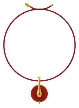 盐岛平安如意红玛瑙大挂坠长项链毛衣链高级感轻奢本命年红色叠戴