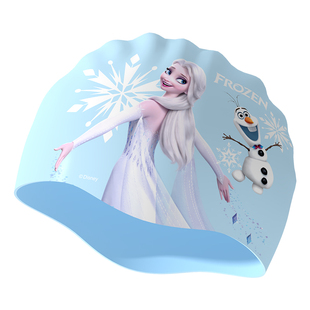 迪士尼儿童泳帽女童硅胶游泳帽防水护耳长发专用女孩游泳训练套装