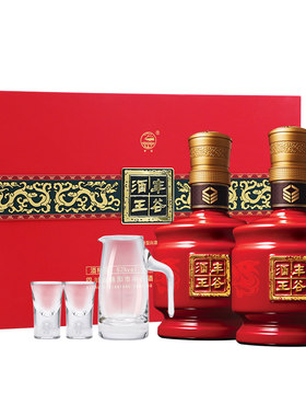 丰谷酒王固态法白酒礼盒 52度浓香型白酒 478mL*2瓶 配酒具