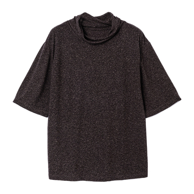 Sue.M堆堆领肌理花纱亚麻t恤