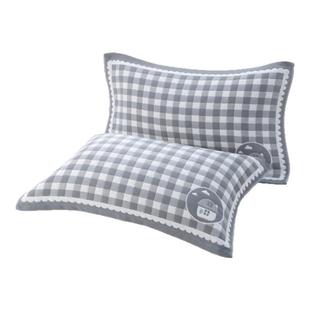 纯棉纱布枕巾一对装透气吸汗家用枕巾单人成人加厚简约枕头巾情侣