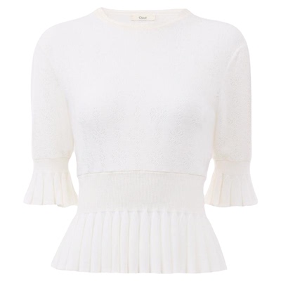 【夏季新品】Chloe蔻依 26夏季新款短款羊毛针织荷叶边毛衣