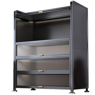 佳帮手厨房加高收纳柜锅具多功能置物架边柜多层橱柜子碳钢储物柜