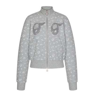 大眼萌烫钻满印短款卫衣