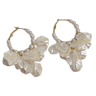 花园浮影~法式复古珍珠花瓣耳环耳圈女轻奢高级感夸张耳钉耳饰女