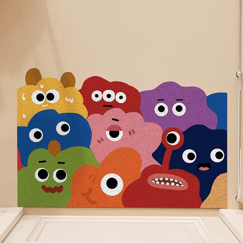 卡通入户门地垫进门家用耐脏脚垫玄关防滑易打理丝圈地垫可