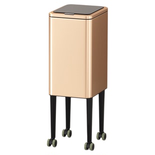 厨房垃圾桶2026新款家用客厅高脚可移动不锈钢带轮高个子免弯腰